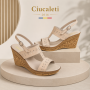 sandale dama bej din piele naturala cu platforma ortopedica si catarama S46BEJBOX
